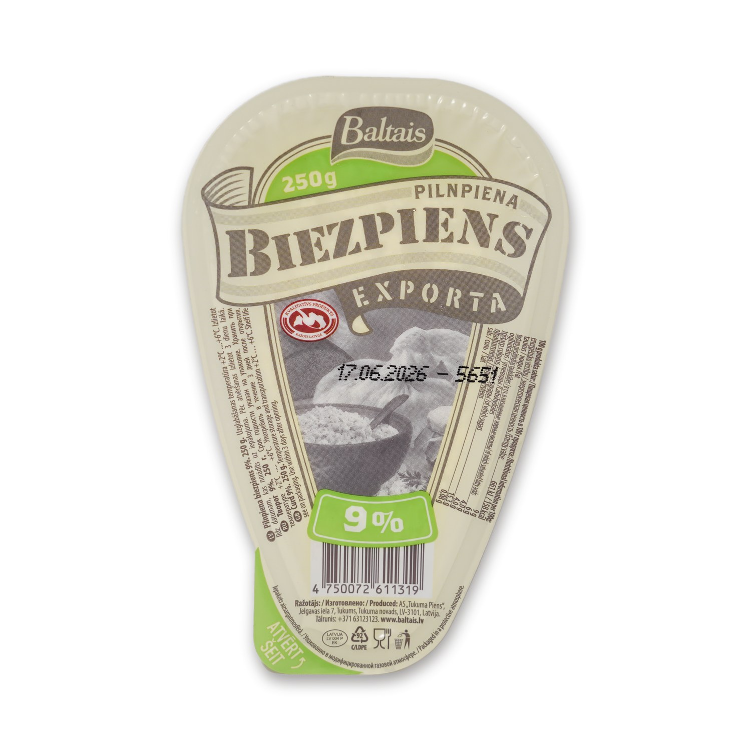 Biezpiens Curd 9% — Baltais
