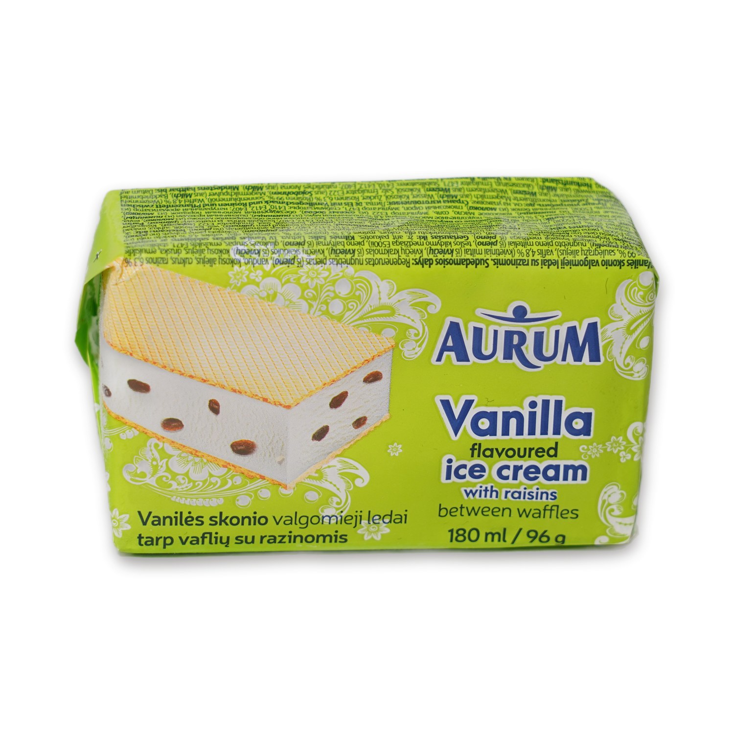 Vanilla Ice Cream with Raisins between Waffles — Aurum